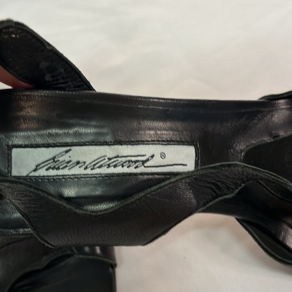 Brian Atwood Black Leather Stilettos Asymmetrical with Ankle Tie - Picture 9 of 14
